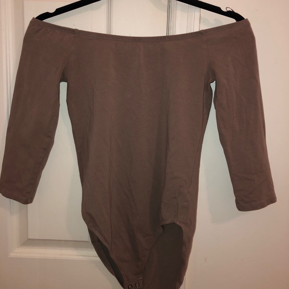 Tan off the shoulder bodysuit
